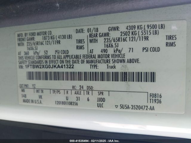 1FTBW2XG0JKA41322 Ford Transit-350