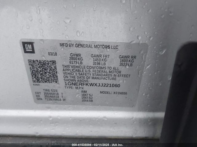 1GNERFKWXJJ221060 Chevrolet Traverse Ls