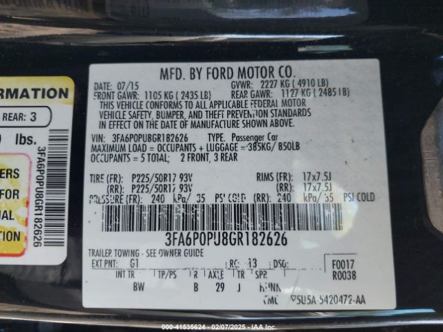 3FA6P0PU8GR182626 Ford Fusion Energi Se Luxury