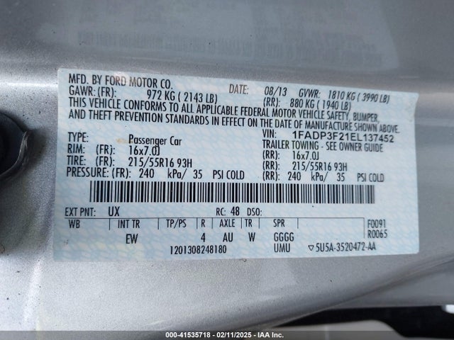 Ford FOCUS SE 2014 1FADP3F21EL137452 Image 9