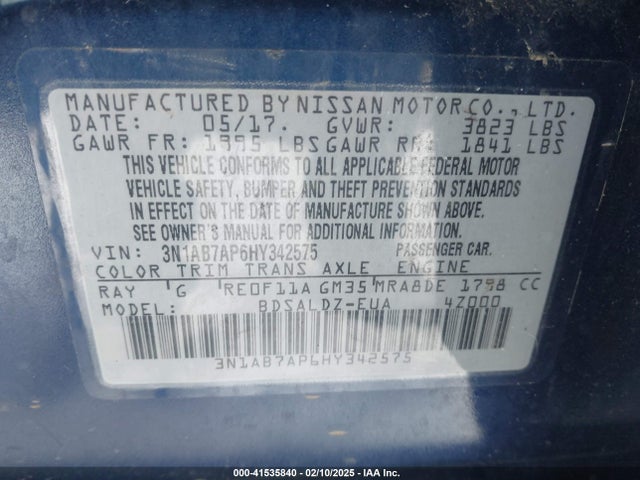 Nissan SENTRA SV 2017 3N1AB7AP6HY342575 Image 9