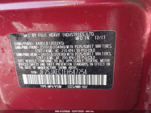 Subaru Forester 2.5i Premium 2014 JF2SJAEC1EH547254 Image 9