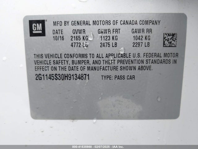 Chevrolet IMPALA 2LZ 2017 2G1145S30H9134871 Image 9