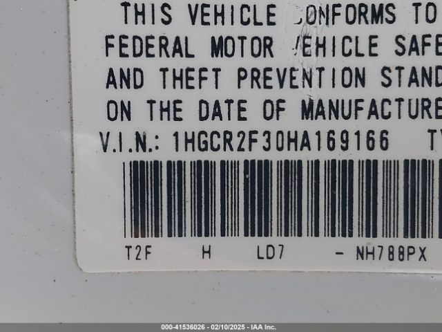1HGCR2F30HA169166 Honda ACCORD LX