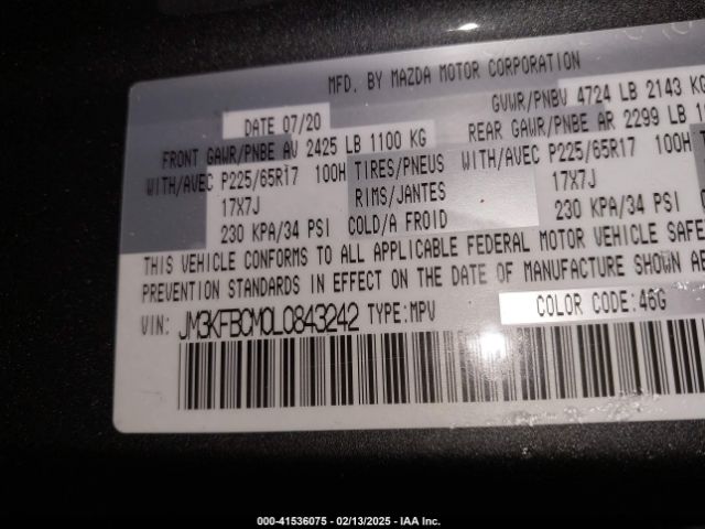 JM3KFBCM0L0843242 Mazda Cx-5 Touring