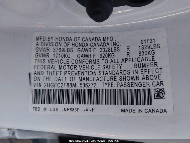Honda Civic Sport 2021 2HGFC2F88MH536272 Image 9