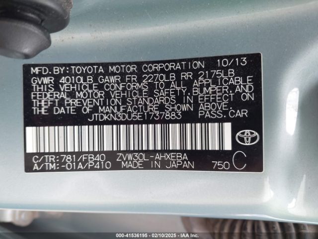JTDKN3DU5E1737883 Toyota Prius