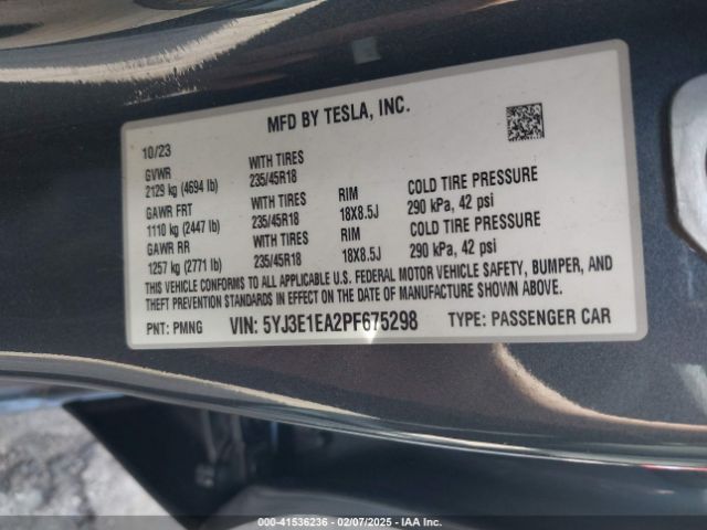 5YJ3E1EA2PF675298 Tesla Model 3 Rear-wheel Drive