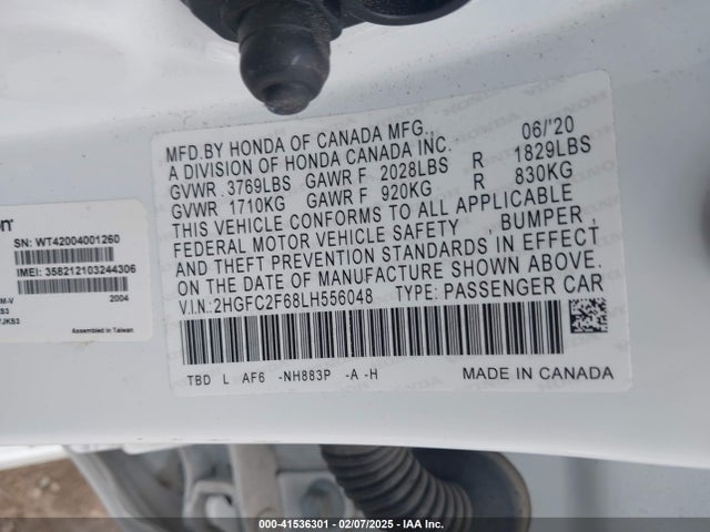 Honda Civic Lx 2020 2HGFC2F68LH556048 Image 9