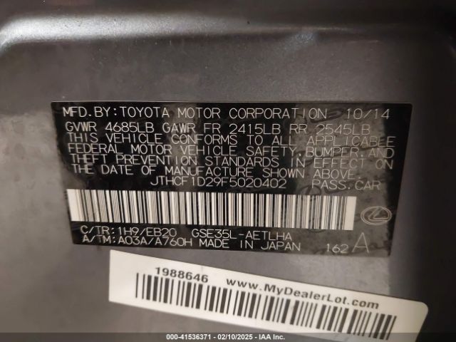 JTHCF1D29F5020402 Lexus IS 250