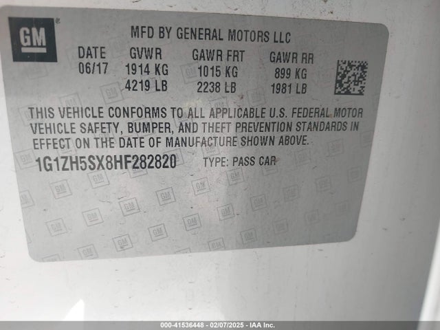 1G1ZH5SX8HF282820 Chevrolet Malibu Premier