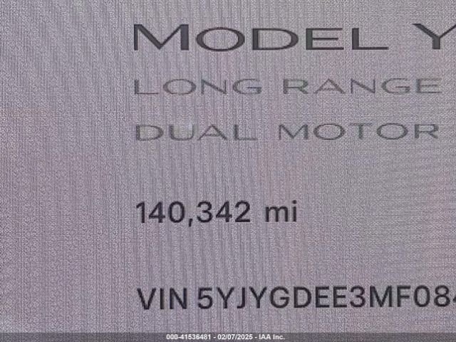 5YJYGDEE3MF084686 Tesla Model Y Long Range Dual Motor All-wheel Drive
