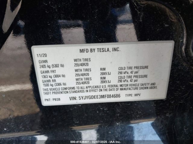 5YJYGDEE3MF084686 Tesla Model Y Long Range Dual Motor All-wheel Drive