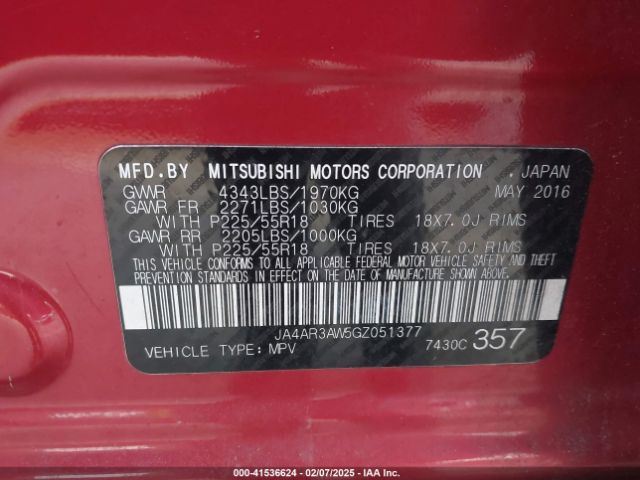 JA4AR3AW5GZ051377 Mitsubishi dohc mivec