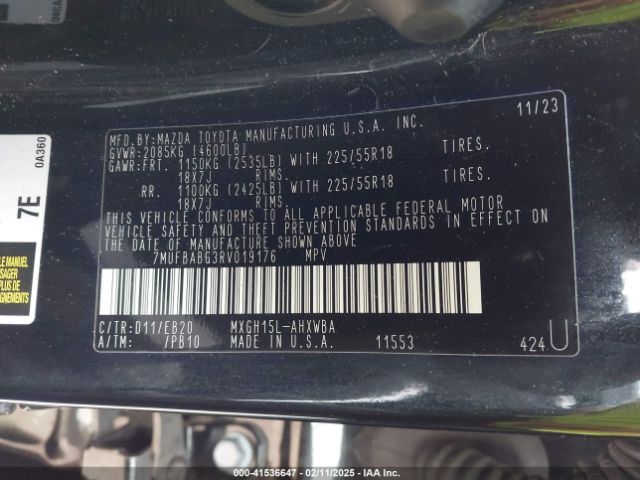 7MUFBABG3RV019176 Toyota Corolla Cross Hybrid Xse