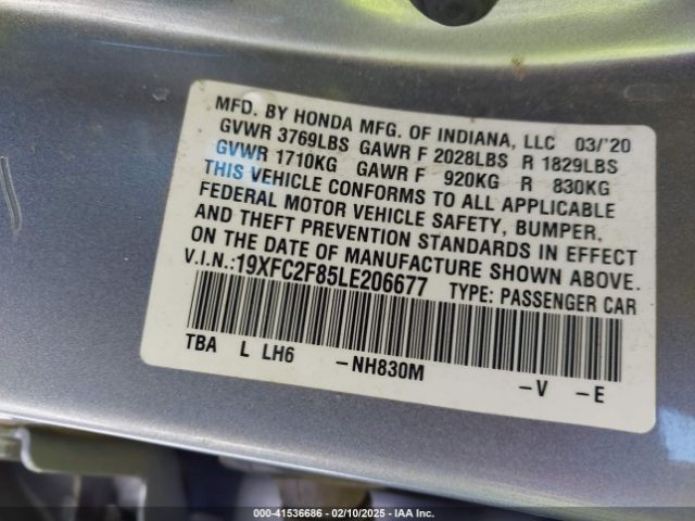 19XFC2F85LE206677 Honda k20c2