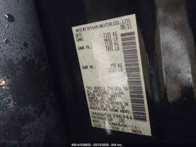 1N4AA6AP5GC396344 Nissan Maxima 3.5 Platinum