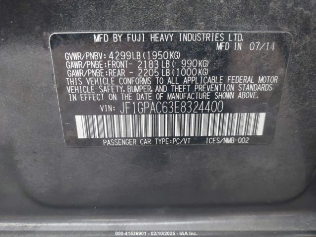 JF1GPAC63E8324400 Subaru Impreza 2.0i Premium