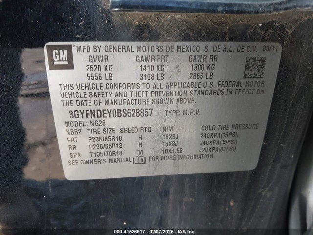 2011 CADILLAC SRX 3GYFNDEY0BS628857 Photo 8