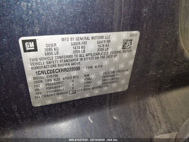 1GNLCDECXHR228908 Chevrolet Tahoe Commercial Fleet