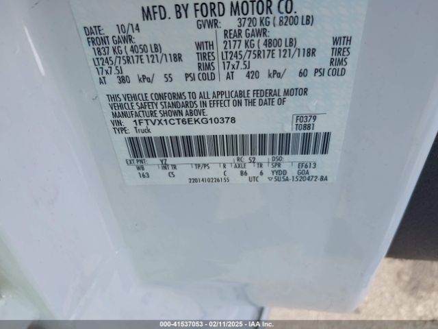 1FTVX1CT6EKG10378 Ford F-150 Xl