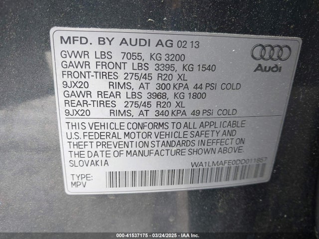 2013 AUDI Q7 WA1LMAFE0DD011857 Photo 8
