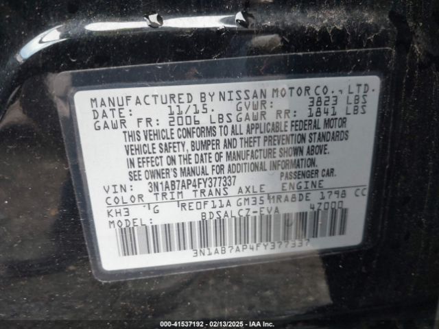 3N1AB7AP4FY377337 Nissan SENTRA S