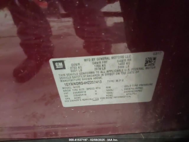 2017 CADILLAC XT5 1GYKNDRS4HZ257413 Photo 8
