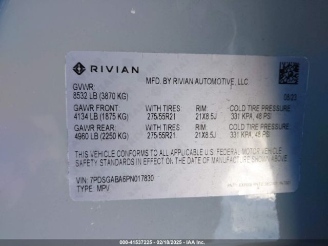 7PDSGABA6PN017830 Rivian R1s Adventure
