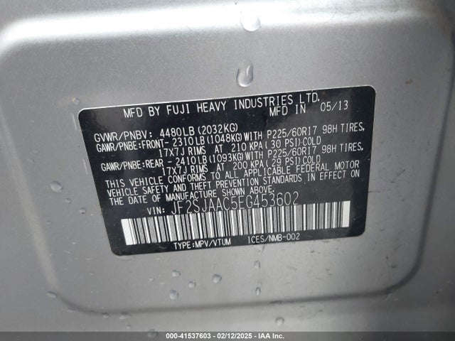 Subaru Forester 2.5i 2014 JF2SJAAC5EG453602 Image 9