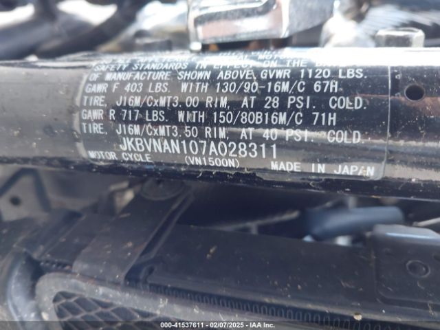 2007 KAWASAKI VN1500 JKBVNAN107A028311 Photo 9