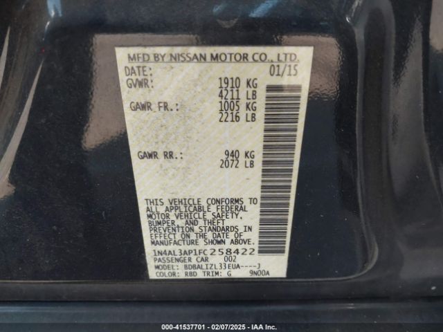 1N4AL3AP1FC258422 Nissan Altima 2.5 Sv