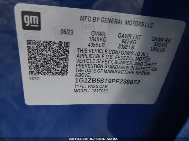 1G1ZB5ST9PF238872 Chevrolet Malibu Fwd Ls