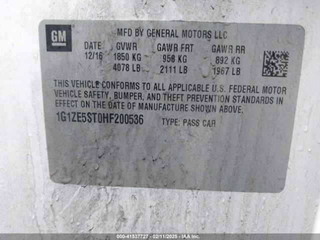 1G1ZE5ST0HF200536 Chevrolet MALIBU 1LT