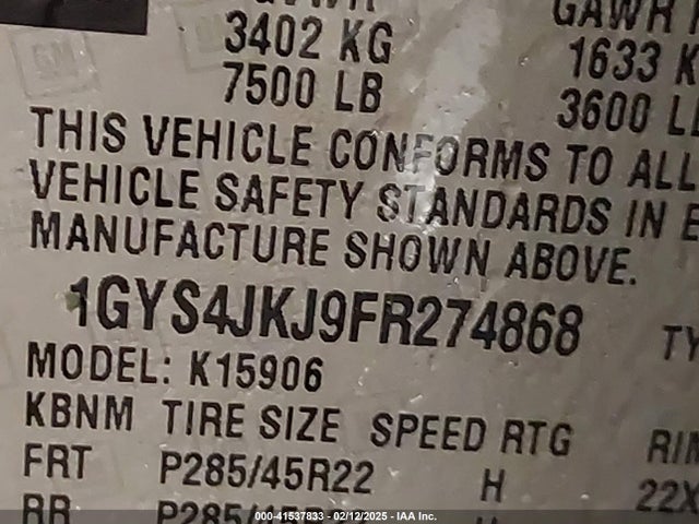 2015 CADILLAC ESCALADE ESV 1GYS4JKJ9FR274868 Photo 8