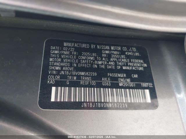 JN1BJ1BV0NW582239 Nissan Rogue Sport Sv Fwd Xtronic Cvt