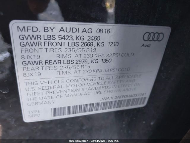 WA1L2AFP0HA037261 Audi Q5 2.0t Premium