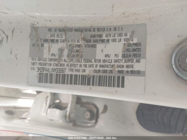 3MZBPAALXNM306997 Mazda MAZDA3
