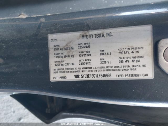 2020 TESLA MODEL 3 5YJ3E1EC1LF646998 Photo 8