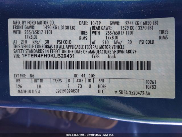 1FTER4FH9KLB20431 Ford RANGER XL