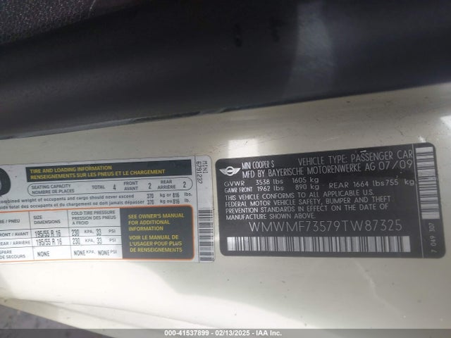 2009 MINI COOPER S WMWMF73579TW87325 Photo 8