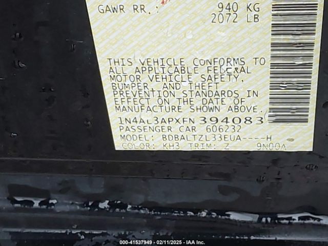 1N4AL3APXFN394083 Nissan Altima 2.5 Sl