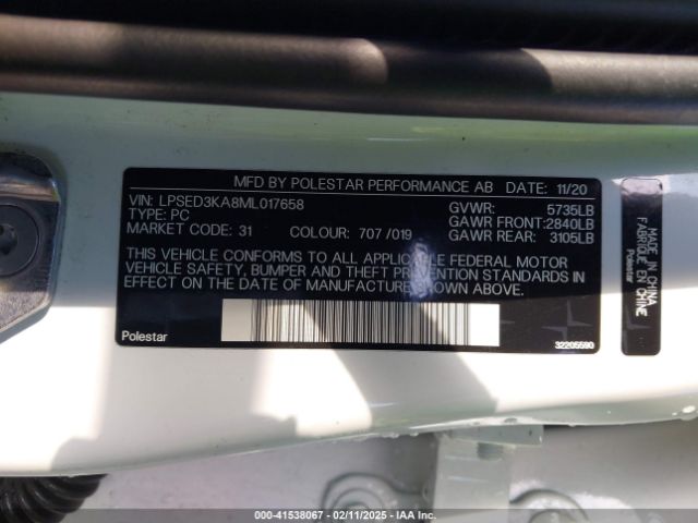 2021 POLESTAR 2 LPSED3KA8ML017658 Photo 8
