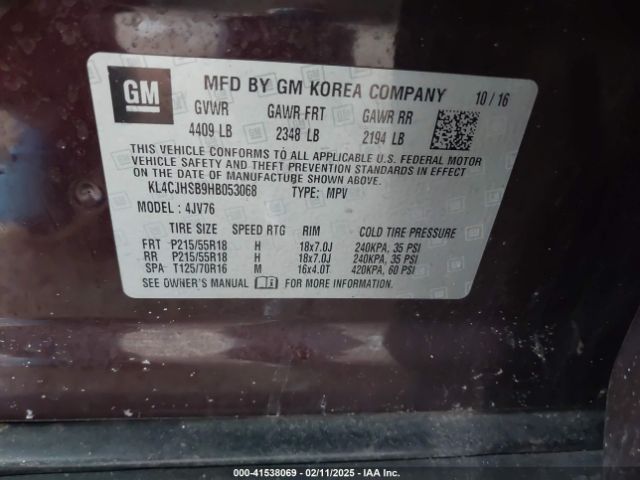 KL4CJHSB9HB053068 Buick Encore Premium