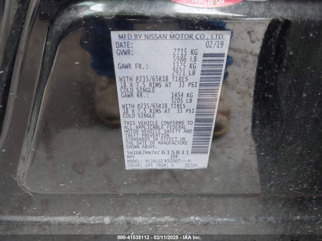 Nissan Pathfinder Sl 2019 5N1DR2MN7KC615831 Image 9