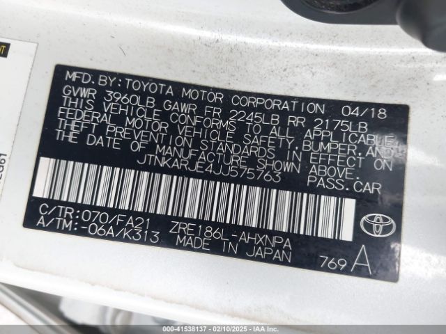 JTNKARJE4JJ575763 Toyota COROLLA IM