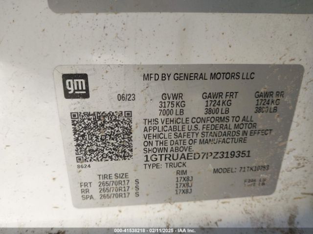 1GTRUAED7PZ319351 GMC Sierra 1500 4wd Double Cab Standard Box Pro