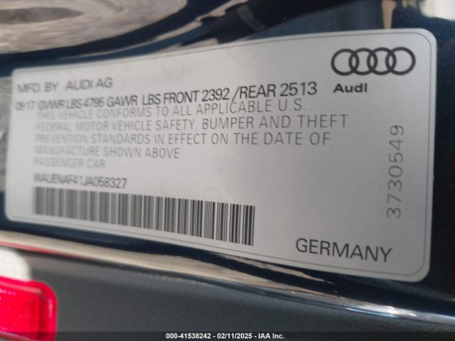 WAUENAF41JA058327 Audi A4 2.0t Tech Premium