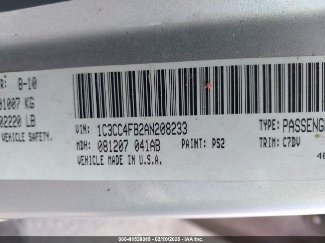 2010 CHRYSLER SEBRING 1C3CC4FB2AN208233 Photo 8