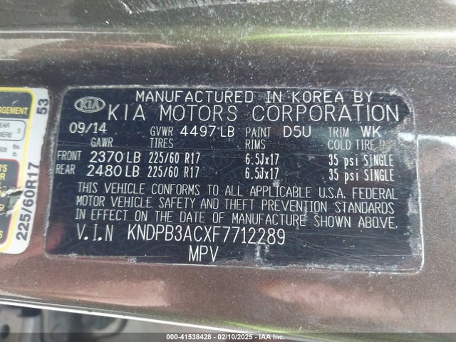 KNDPB3ACXF7712289 KIA Sportage Lx